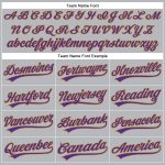 Custom Name Number Personalized Gray Purple Pinstripe Baseball Jersey - Authentic Team Gear Personalized Gray Purple Pinstripe