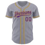 Custom Name Number Personalized Gray Purple Pinstripe Baseball Jersey - Authentic Team Gear Personalized Gray Purple Pinstripe