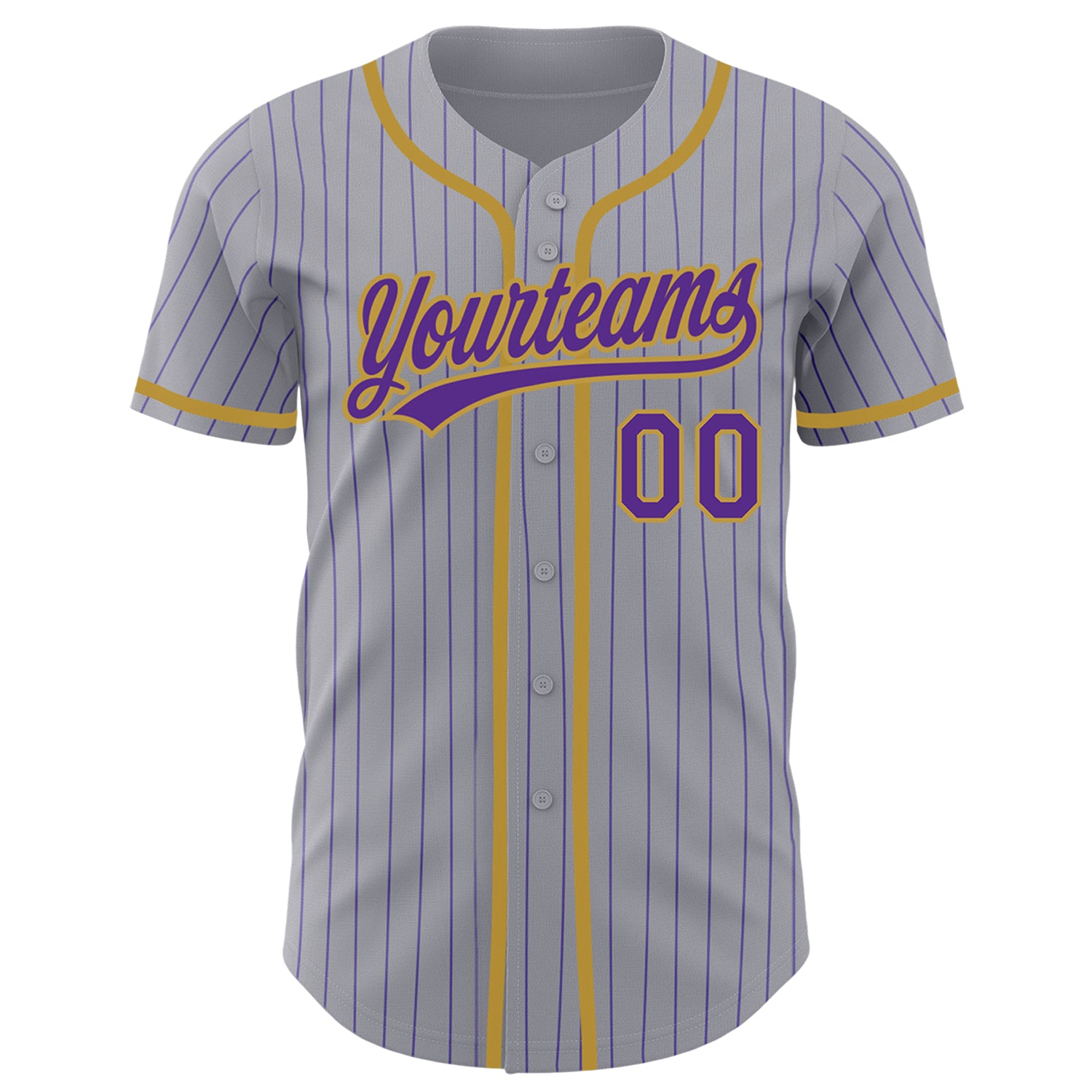 Personalized Gray Purple Pinstripe Old Gold Authentic Baseball Jersey Team Custom Name and Number Custom Name Number Personalized Gray Purple Pinstripe Baseball Jersey - Authentic Team Gear Personalized Gray Purple Pinstripe - Image 3
