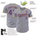 Custom Name Number Personalized Gray Purple Pinstripe Baseball Jersey - Authentic Team Gear Personalized Gray Purple Pinstripe
