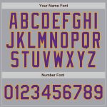 Custom Name and Number Personalized Gray Purple Pinstripe Authentic Baseball Jersey - Team Colors: Purple & Gold Personalized
