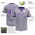 Custom Name and Number Gray Purple Pinstripe Softball Jersey Unisex Two-Button Design Personalized Gray Purple Pinstripe
