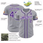 Custom Team Name Number Personalized Gray Purple White Baseball Jersey Personalized Gray Purple-White Authentic Baseball