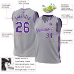Personalized Purple White Gray Authentic Throwback Basketball Jersey Personalized Gray Purple-White Authentic Throwback Basketball