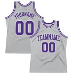 Custom Name and Number Personalized Authentic Throwback Basketball Jersey - Gray Purple White Personalized Gray Purple-White