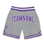 Custom Team Name and Number Throwback Basketball Shorts - Personalized Gray Purple White Authentic Personalized Gray Purple-White