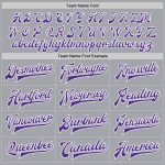 Custom Name and Number Varsity Letterman Jacket Gray Purple White Full-Snap Bomber Personalized Gray Purple-White Bomber