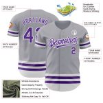 Custom Name and Number Authentic Baseball Jersey - Personalized Gray Purple-White Line Design Personalized Gray Purple-White