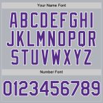 Custom Name and Number Authentic Baseball Jersey - Personalized Gray Purple-White Line Design Personalized Gray Purple-White