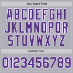 Custom Name and Number Personalized Unisex Softball Jersey - Gray Purple White Two-Button Design Personalized Gray Purple-White