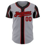 Custom Personalized Baseball Jersey - Gray Red Black, Choose Name & Number, Authentic Team Colors Personalized Gray Red-Black