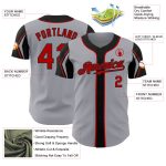 Custom Personalized Baseball Jersey - Gray Red Black, Choose Name & Number, Authentic Team Colors Personalized Gray Red-Black