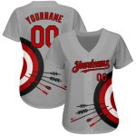 Custom Name Number Baseball Jersey - Personalized 3D Pattern Dart Board Target Gray Red Black Design Personalized Gray Red-Black