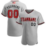 Custom Personalized American Flag Baseball Jersey in Gray Red-Black with Name and Number Personalized Gray Red-Black Authentic