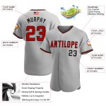 Custom Personalized American Flag Baseball Jersey in Gray Red-Black with Name and Number Personalized Gray Red-Black Authentic