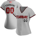 Custom Personalized American Flag Baseball Jersey in Gray Red-Black with Name and Number Personalized Gray Red-Black Authentic