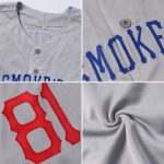 Custom Personalized American Flag Baseball Jersey in Gray Red-Black with Name and Number Personalized Gray Red-Black Authentic
