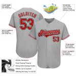 Custom Name and Number Personalized Gray Red-Black Baseball Jersey - Authentic Team Gear Personalized Gray Red-Black Authentic