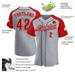 Custom Name and Number Personalized Gray Red-Black Baseball Jersey with Authentic Raglan Sleeves Personalized Gray Red-Black
