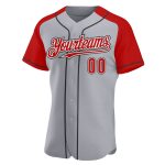 Custom Name and Number Personalized Gray Red-Black Baseball Jersey with Authentic Raglan Sleeves Personalized Gray Red-Black