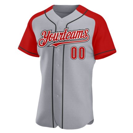Custom Name and Number Personalized Gray Red-Black Baseball Jersey with Authentic Raglan Sleeves Personalized Gray Red-Black