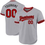 Custom Name and Number Authentic Throwback Baseball Jersey - Personalized Gray Red-Black Team Jersey Personalized Gray Red-Black