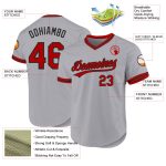 Custom Name and Number Authentic Throwback Baseball Jersey - Personalized Gray Red-Black Team Jersey Personalized Gray Red-Black
