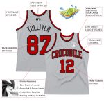 Authentic Personalized Gray Red-Black Basketball Jersey - Custom Throwback Design Personalized Gray Red-Black Authentic Throwback