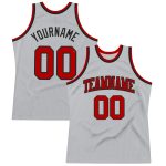 Authentic Personalized Gray Red-Black Basketball Jersey - Custom Throwback Design Personalized Gray Red-Black Authentic Throwback