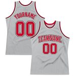 Custom Name and Number Personalized Basketball Jersey - Authentic Gray Red-Black Throwback Design Personalized Gray Red-Black