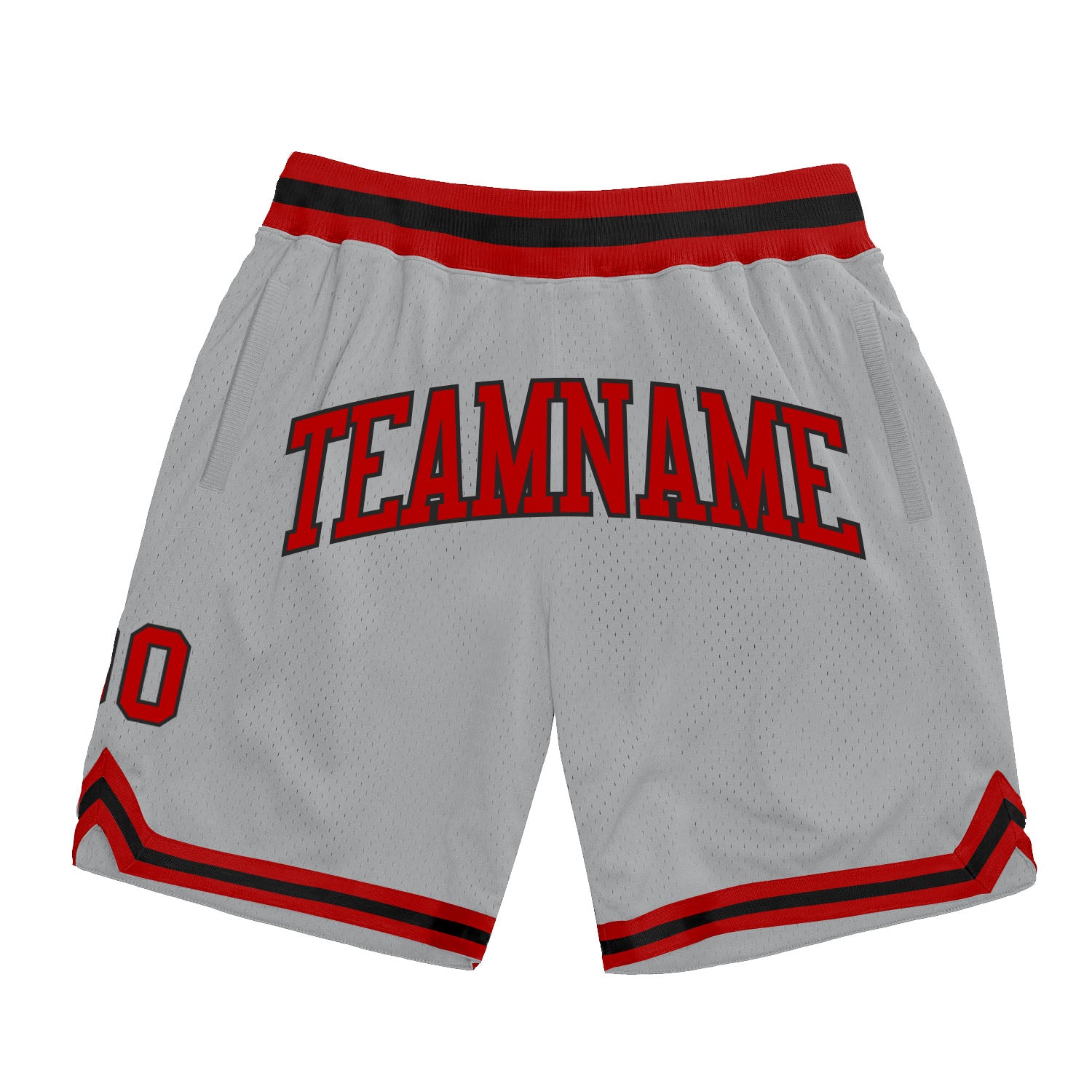 Custom Name and Number Gray Red-Black Authentic Throwback Basketball Shorts Personalized Gray Red-Black Authentic Throwback