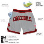 Custom Name and Number Gray Red-Black Authentic Throwback Basketball Shorts Personalized Gray Red-Black Authentic Throwback