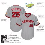 Personalized Custom Name Number Authentic Baseball Jersey Shirt - Gray Red-Black Rib-Knit Design Personalized Gray Red-Black