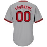 Personalized Custom Name Number Authentic Baseball Jersey Shirt - Gray Red-Black Rib-Knit Design Personalized Gray Red-Black