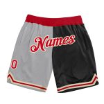 Personalized Red Black Gray Basketball Shorts Authentic Throwback Fashion Personalized Gray Red-Black Authentic Throwback