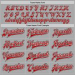Personalized Bomber Jacket Gray Red-Black Full-Snap Varsity Letterman Personalized Gray Red-Black Bomber Full-Snap Varsity