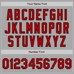 Custom Team Name and Number Personalized Bomber Jacket Gray Red-Black Full-Snap Varsity Letterman Jacket Personalized Gray