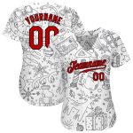Custom Name and Number Christmas 3D Baseball Jersey Gray Red Black - Personalized Team Apparel Personalized Gray Red-Black