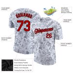 Custom Christmas 3D Performance T-Shirt with Personalized Name and Number in Gray, Red, and Black - Team Apparel Personalized