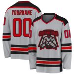 Customizable Gray Red Black Hockey Jersey for Personalized Team Spirit Personalized Gray Red-Black Hockey Jersey