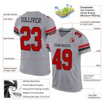 Personalized Authentic Football Jersey in Gray Red and Black Mesh Personalized Gray Red-Black Mesh Authentic Football Jersey