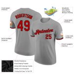 Personalized Performance T-Shirt in Gray Red-Black for Men and Women Personalized Gray Red-Black Performance T-Shirt