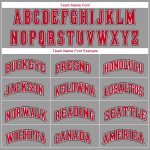 Custom Team Performance T-Shirt with Name and Number - Gray Red-Black Personalized Gray Red-Black Performance T-Shirt Team