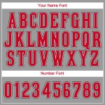 Custom Team Performance T-Shirt with Name and Number - Gray Red-Black Personalized Gray Red-Black Performance T-Shirt Team