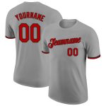 Personalized Performance T-Shirt in Gray Red-Black for Men and Women Personalized Gray Red-Black Performance T-Shirt