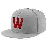 Custom Team Name Number Snapback Hat Adjustable Gray Red Black Stitched Personalized Gray Red-Black Stitched Adjustable Snapback