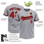 Custom Gray Red-Black Unisex Softball Jersey - Personalized Two-Button Design Personalized Gray Red-Black Two-Button Unisex