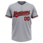 Custom Gray Red-Black Unisex Softball Jersey - Personalized Two-Button Design Personalized Gray Red-Black Two-Button Unisex