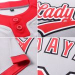 Custom Name and Number Unisex Softball Jersey - Personalized Gray Red-Black Two-Button Design Personalized Gray Red-Black
