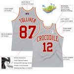 Custom Team Basketball Jersey with Personalized Name and Number - Gray Red Cream Authentic Throwback Personalized Gray Red-Cream